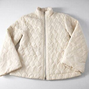 Marla Wynne Coat Womens XS (runs large) Quilted Full Zip Jacket Pockets Cream